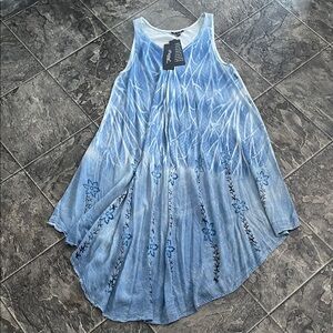 ⭐️NWT PAPA VANCOUVER HandDyed Boho Indie Asymmetrical Blue Sleeveless Maxi Dress